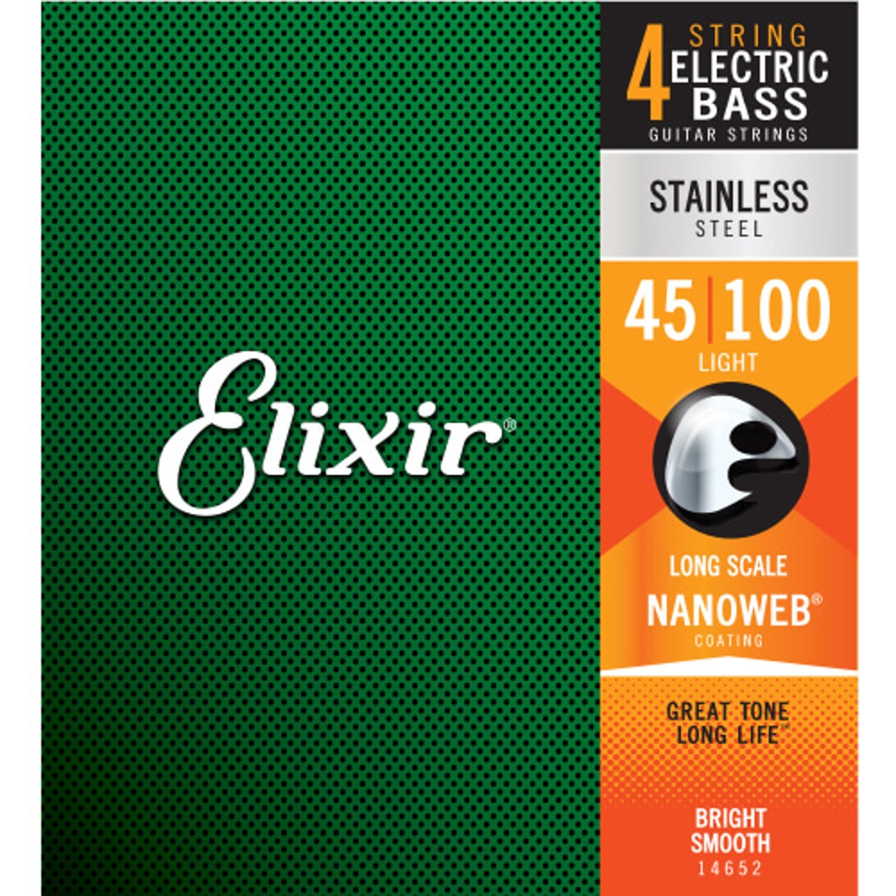 엘릭서 나노웹 베이스기타스트링 4현 Elixir NANOWEB Stainless Light 45-100 (14652)