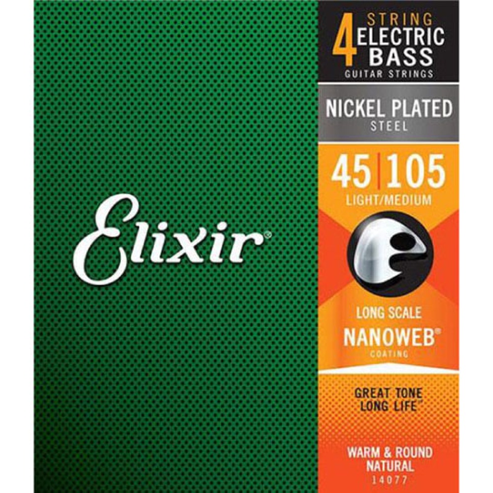 엘릭서 나노웹 베이스기타스트링 4현 Elixir NANOWEB Nickel Light/Medium 45-105 (14077)